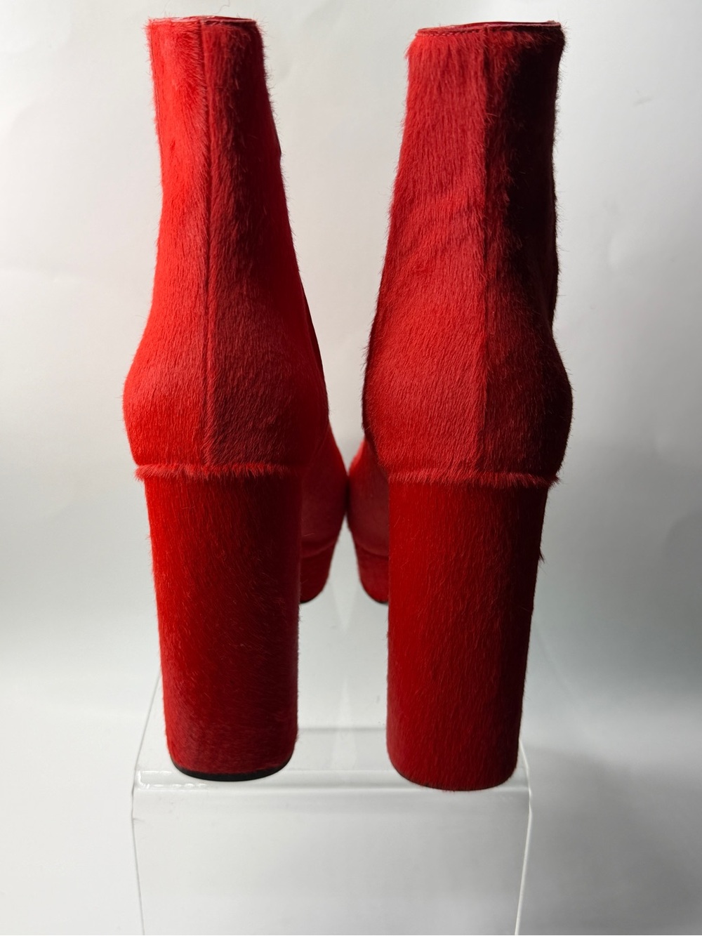 Prada Red Platform Booties with Block Heel - Picture 3 of 7